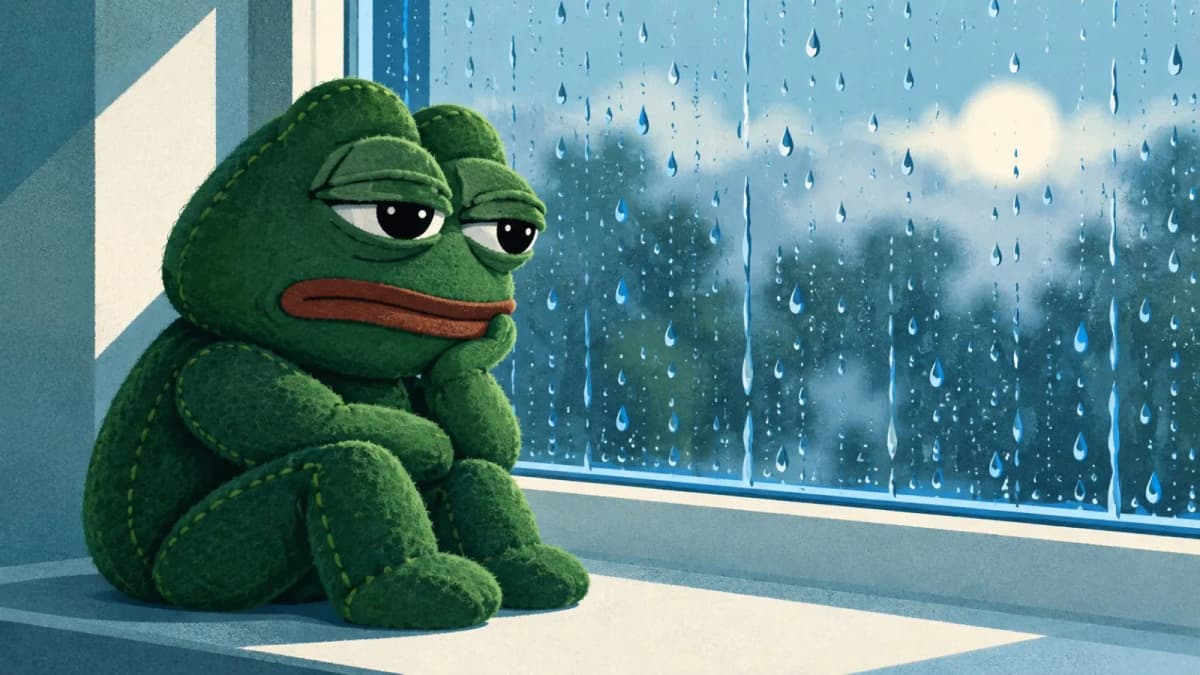 A green frog token rises through a clear acrylic sheet. / TokenPost.ai