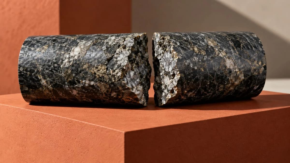 A split mineral core rests on a terracotta plinth / TokenPost.ai