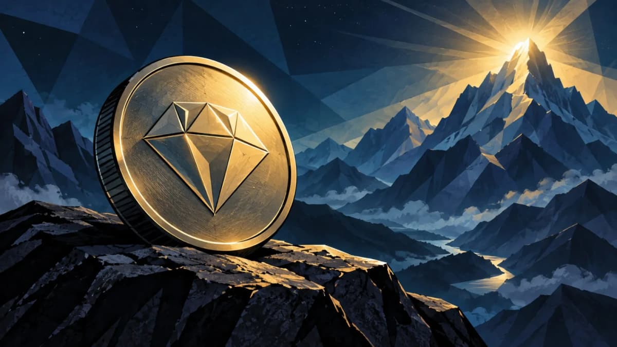 An unmarked silver token pauses at a steel deposit slot / TokenPost.ai